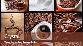  Presentation with coffee - Theme with food collage - collection of images with coffee background and a tawny brown colored foreground