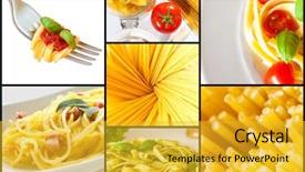  Presentation with pasta - Beautiful theme featuring food collage - collection of italian pasta images backdrop and a yellow colored foreground