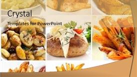  Presentation with wedges - PPT theme with food collage - collection of potato dishes includes background and a yellow colored foreground