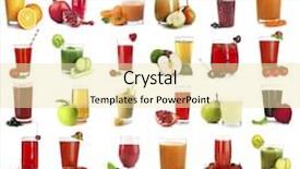  Presentation with juices - Cool new PPT theme with food collage - different juices isolated on white backdrop and a blonde colored foreground