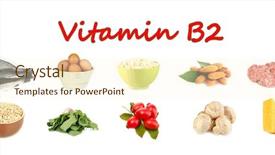  Presentation with vitamin - Slide set enhanced with food collage - products which contain vitamin b2 background and a cream colored foreground