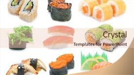  Presentation with sushi - Amazing slides having food collage - sushi set backdrop and a lemonade colored foreground