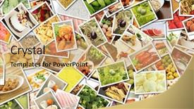  Presentation with catering - Cool new PPT layouts with food collage for catering business backdrop and a coral colored foreground