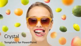  Presentation with joy - Slide deck consisting of food coloring - people expression joy and fashion background and a coral colored foreground