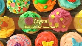  Presentation with cupcakes - Colorful PPT layouts enhanced with food coloring - tasty colorful cupcakes on wooden backdrop and a  colored foreground