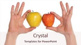  Presentation with comparison - Amazing theme having food comparison - man hand with stale apple backdrop and a  colored foreground