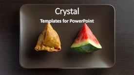  Presentation with healthy eating - Presentation theme with food comparison - samosa and a slice background and a tawny brown colored foreground