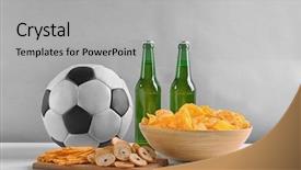  Presentation with football competition - Audience pleasing presentation theme consisting of food competition - beer with snacks and football backdrop and a light gray colored foreground