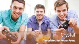  Presentation with video game 3d play games - Amazing presentation design having food competition - friendship technology games and home backdrop and a coral colored foreground