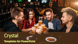  Presentation with sport - Slide set with food competition - group of friends having fun background and a tawny brown colored foreground