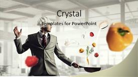  Presentation with cooking - Beautiful PPT theme featuring food competition - he is cooking something special backdrop and a light gray colored foreground