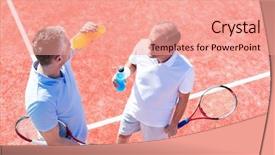  Presentation with court - PPT theme having food competition - high angle view of men background and a coral colored foreground