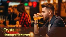  Presentation with bar - Presentation design featuring food competition - man drinks beer background and a  colored foreground