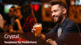  Presentation with beer bar pub tap counter - Slide deck enhanced with food competition - man drinks beer background and a  colored foreground