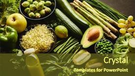  Presentation with healthy green food habit - Slide set having food composition with avocado broccoli background and a tawny brown colored foreground