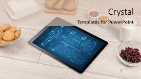  Presentation with food body - Audience pleasing presentation theme consisting of food composition with tablet body backdrop and a  colored foreground