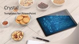  Presentation with food body - Colorful slides enhanced with food composition with tablet body backdrop and a  colored foreground