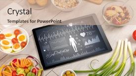  Presentation with food body - Colorful slide deck enhanced with food composition with tablet body backdrop and a lemonade colored foreground