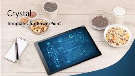  Presentation with food body - PPT theme having food composition with tablet body background and a lemonade colored foreground