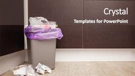  Presentation with waste management - Presentation theme having bin in the kitchen waste background and a dark gray colored foreground