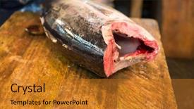  Presentation with gut - Presentation with food concept - fresh gut background and a gold colored foreground