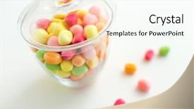  Presentation with food white - Cool new slide set with food confectionery and sweets concept backdrop and a cool aqua colored foreground