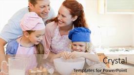  Presentation with baking - Audience pleasing theme consisting of food cook - happy young family enjoys baking backdrop and a coral colored foreground