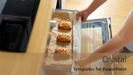  Presentation with pies - PPT layouts featuring food-cooking-culinary-and-people background and a coral colored foreground