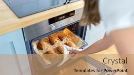  Presentation with pies - Cool new slides with food-cooking-culinary-and-people backdrop and a coral colored foreground