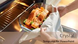  Presentation with fish people - PPT theme enhanced with food-cooking-culinary-and-people background and a coral colored foreground