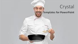  Presentation with culinary - Colorful slides enhanced with food-cooking-culinary-and-people backdrop and a light gray colored foreground