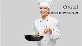  Presentation with cooking chef - Theme consisting of food-cooking-culinary-and-people background and a light gray colored foreground