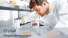  Presentation with cooking chef - Slides consisting of food cooking profession and people background and a light gray colored foreground