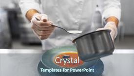  Presentation with restaurant kitchen - Presentation theme featuring food-cooking-profession-and-people background and a ocean colored foreground