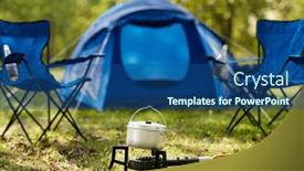  Presentation with tent - Slide deck enhanced with food-cooking-tourism-and-travel background and a ocean colored foreground