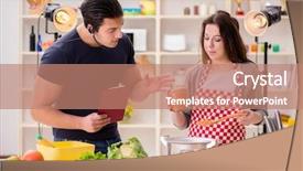  Presentation with show - Cool new PPT layouts with food cooking tv show backdrop and a coral colored foreground