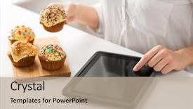  Presentation with food technology - Amazing presentation theme having food counting calories and technology backdrop and a mint green colored foreground