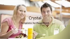  Presentation with mall - PPT layouts featuring food court - couple having lunch background and a  colored foreground