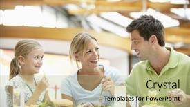 Presentation with spiritual family - Audience pleasing PPT layouts consisting of food court - family having lunch together backdrop and a mint green colored foreground
