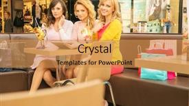  Presentation with black women support group - Cool new PPT layouts with food court - group of young women drinking backdrop and a gold colored foreground