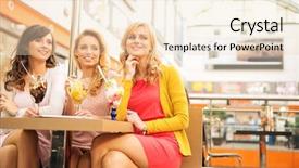  Presentation with coffee - Beautiful PPT theme featuring food court - group of young women drinking backdrop and a lemonade colored foreground