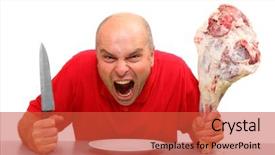  Presentation with raw meat - Beautiful presentation theme featuring paleo - angry hungry man boss backdrop and a red colored foreground