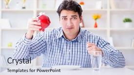  Presentation with time is running out - Slide deck enhanced with man running out of money background and a light blue colored foreground