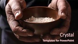  Presentation with rich vs poor - Presentation design with helping needy - poor man holding bowl background and a wine colored foreground