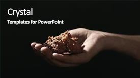  Presentation with piece of the pie - Beautiful presentation design featuring helping needy - poor woman holding piece backdrop and a black colored foreground