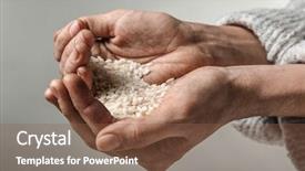  Presentation with helping hands - Presentation theme consisting of helping needy - poor woman holding rice background and a tawny brown colored foreground