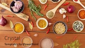  Presentation with culinary - Colorful presentation theme enhanced with food-culinary-and-eating-concept backdrop and a red colored foreground