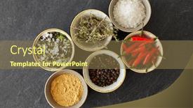  Presentation with culinary - Audience pleasing presentation design consisting of food-culinary-and-eating-concept backdrop and a tawny brown colored foreground