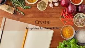  Presentation with food red - Cool new slides with food-culinary-and-eating-concept backdrop and a gold colored foreground