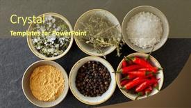  Presentation with culinary - Audience pleasing presentation design consisting of food-culinary-and-eating-concept backdrop and a violet colored foreground